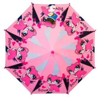 Детский зонт трость-розовый котенок