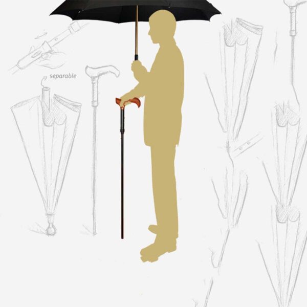 Зонт трость ортопедическая для ходьбы черно-серый цвет в мелкую клетку