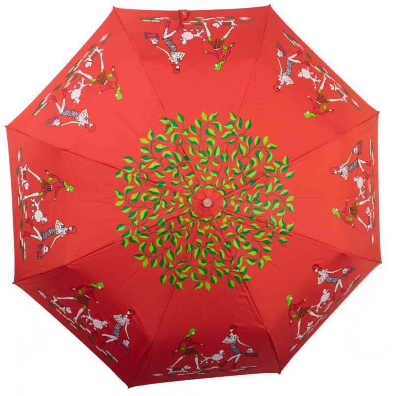 Женский зонт красного цвета полный автомат-Kobold