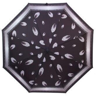 Зонт черного цвета с принтом перья
