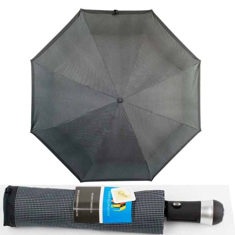 Зонт с фонариком полный автомат в клетку